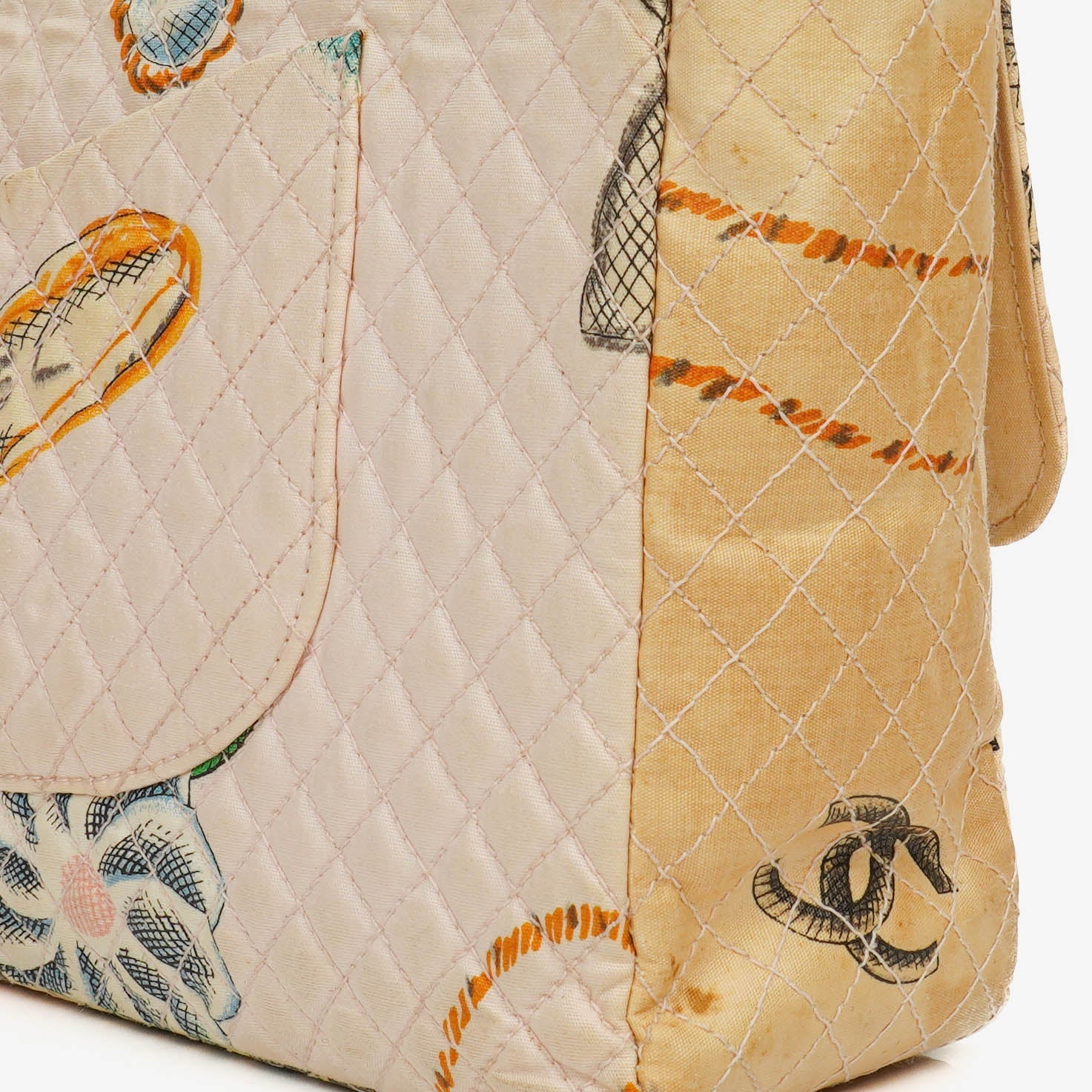 Chanel Vintage CC Chain Flap Bag aus bedrucktem Canvas