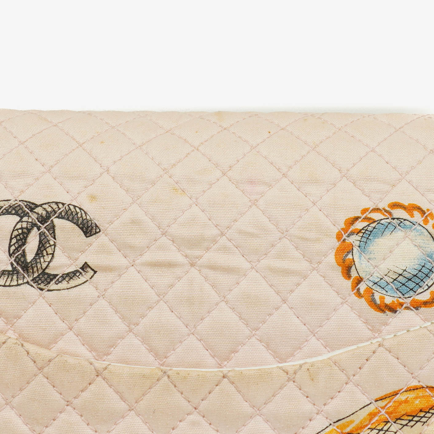 Chanel Vintage CC Chain Flap Bag aus bedrucktem Canvas