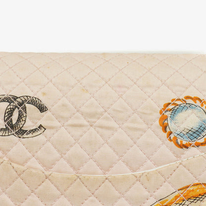 Chanel Vintage CC Chain Flap Bag aus bedrucktem Canvas