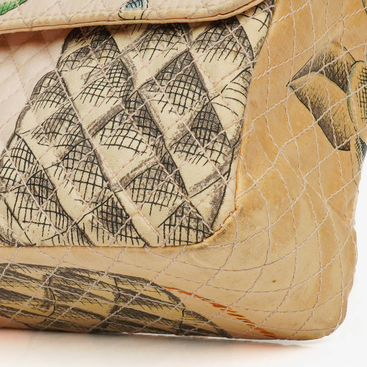 Chanel Vintage CC Chain Flap Bag aus bedrucktem Canvas