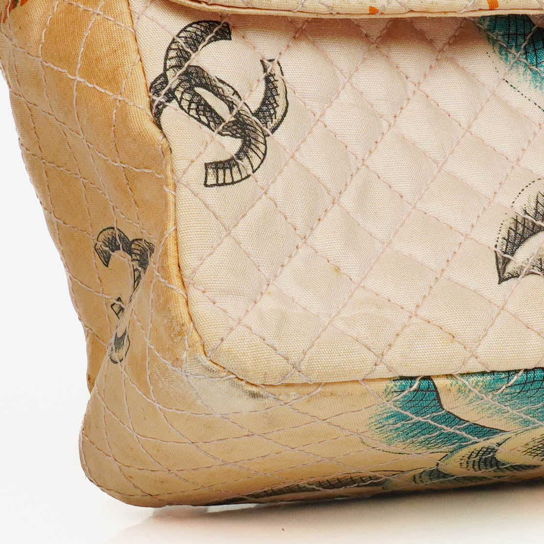 Chanel Vintage CC Chain Flap Bag aus bedrucktem Canvas