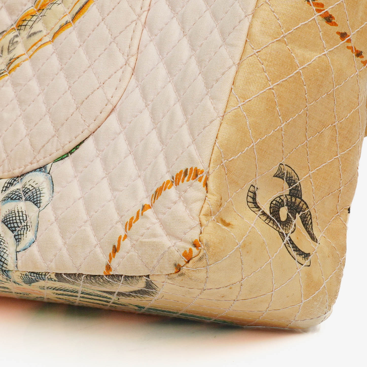 Chanel Vintage CC Chain Flap Bag aus bedrucktem Canvas
