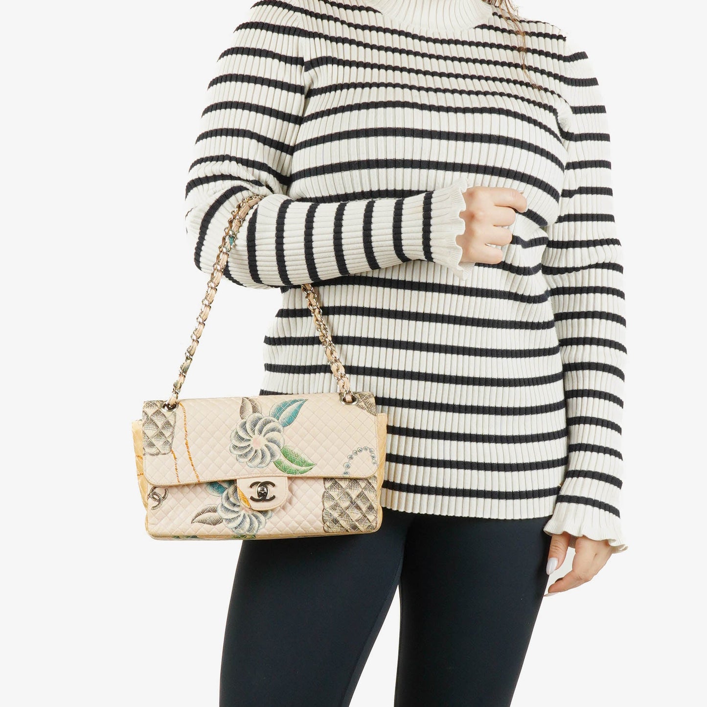 Chanel Vintage CC Chain Flap Bag aus bedrucktem Canvas