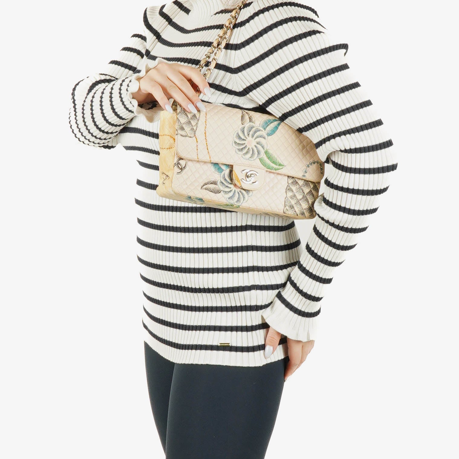 Chanel Vintage CC Chain Flap Bag aus bedrucktem Canvas