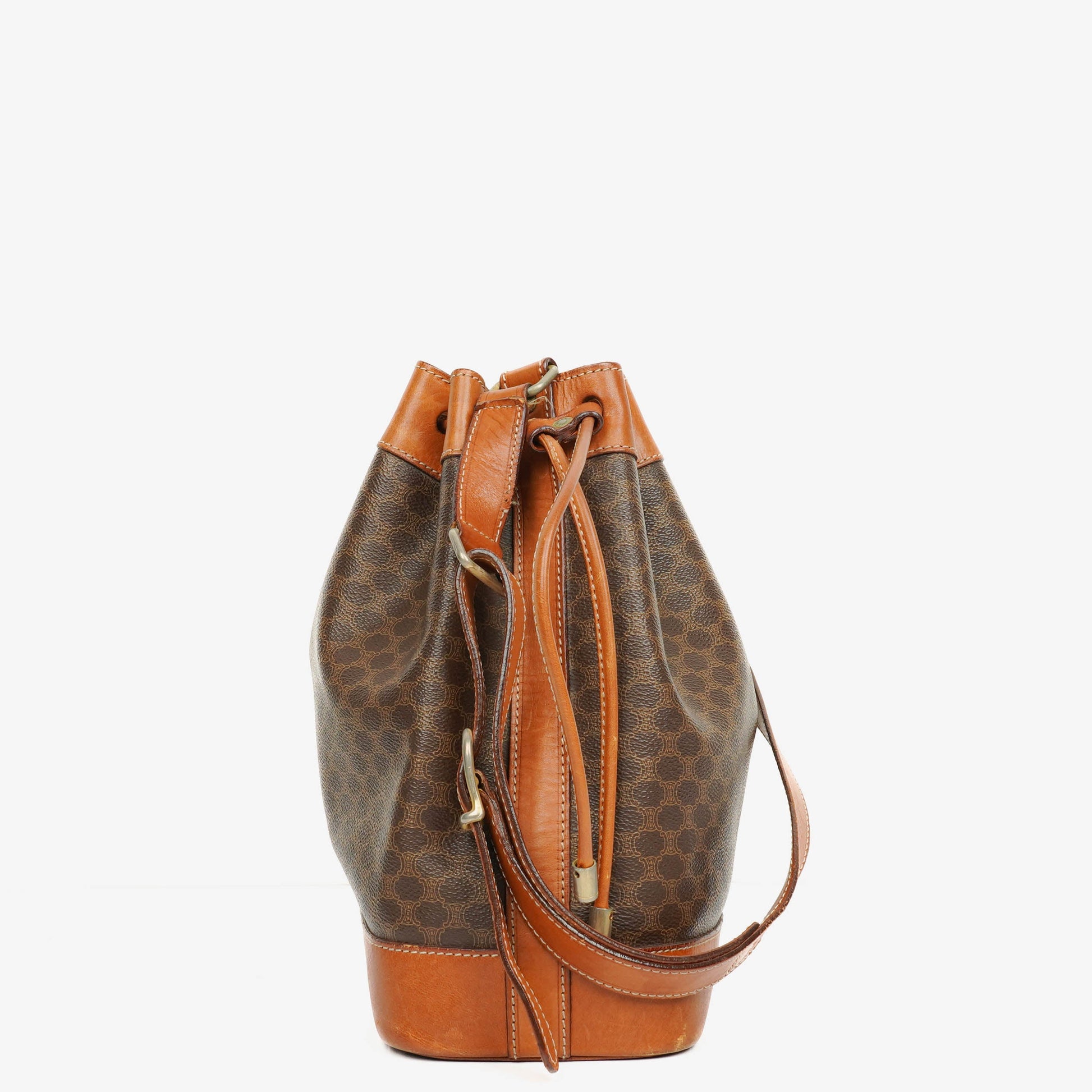 Celine Vintage Macadam Beuteltasche mit Kordelzug in Braun