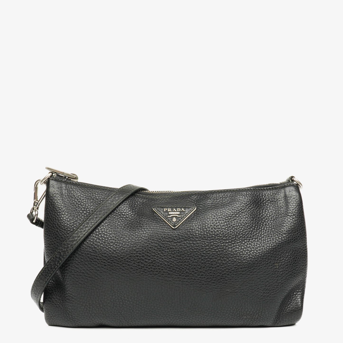 Prada Vitello Daino Crossbody-Tasche in Schwarz