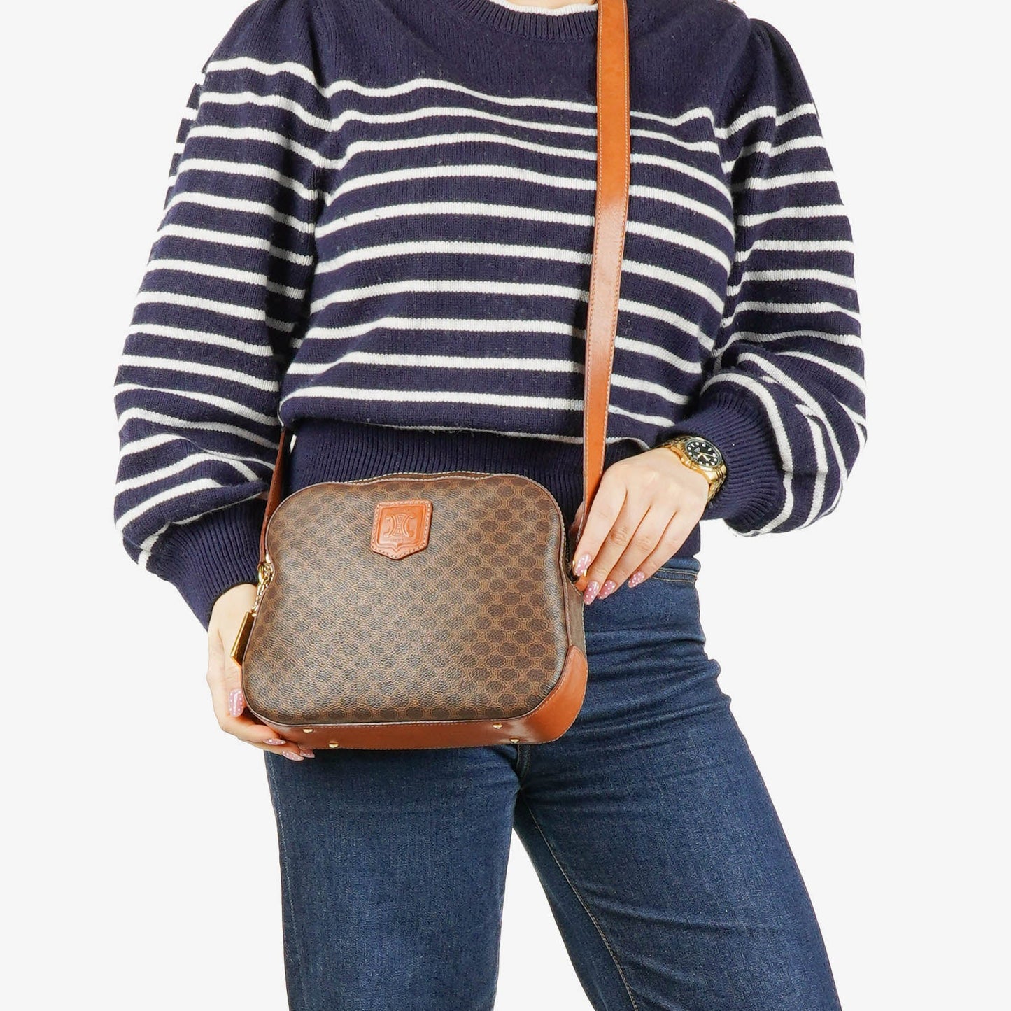 Celine Vintage Macadam Triomphe Umhängetasche in Braun