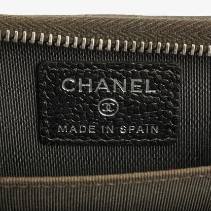 Chanel O-Zip Münzbörse aus gestepptem Caviar Leder