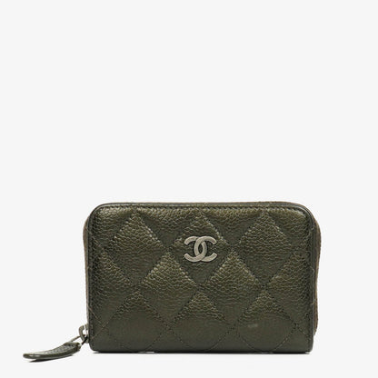 Chanel O-Zip Münzbörse aus gestepptem Caviar Leder