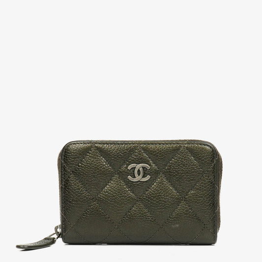 Chanel O-Zip Münzbörse aus gestepptem Caviar Leder