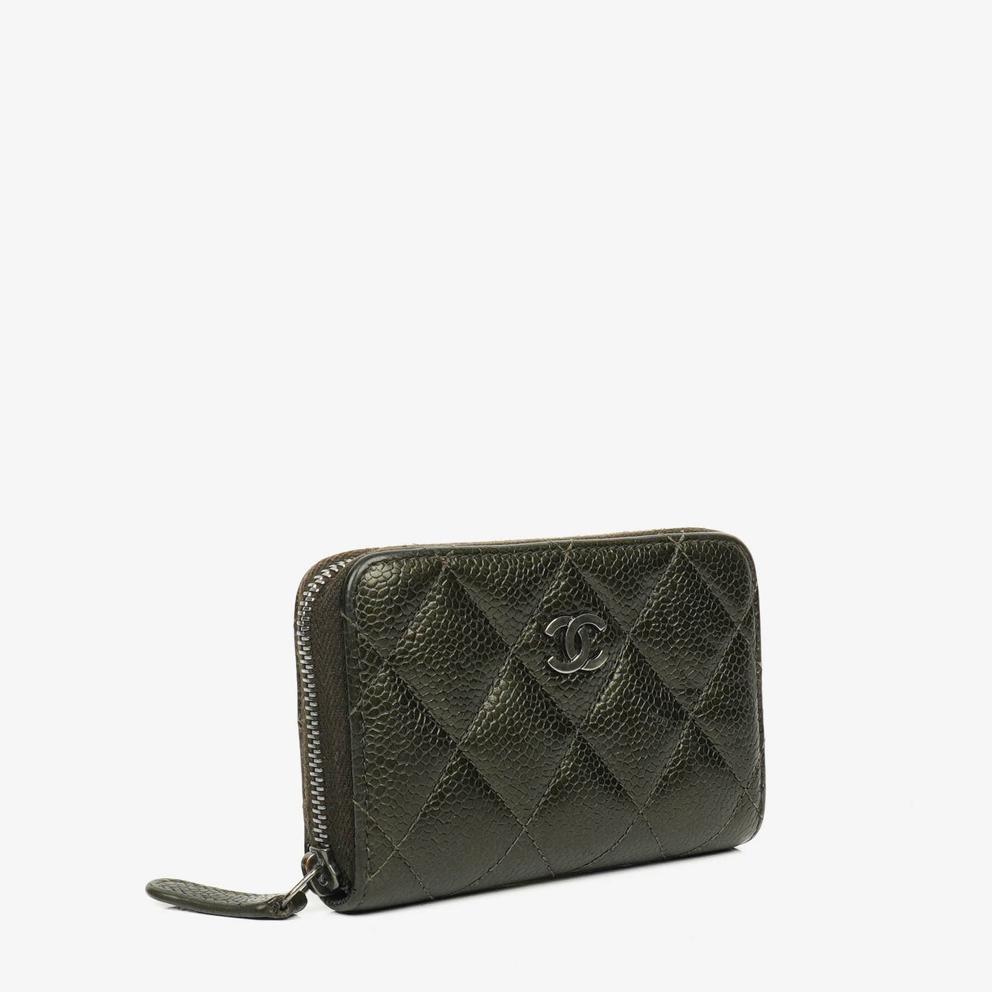 Chanel O-Zip Münzbörse aus gestepptem Caviar Leder