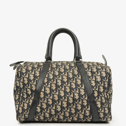 Christian Dior Trotter 30 Vintage Boston Bag in Beige/Navy