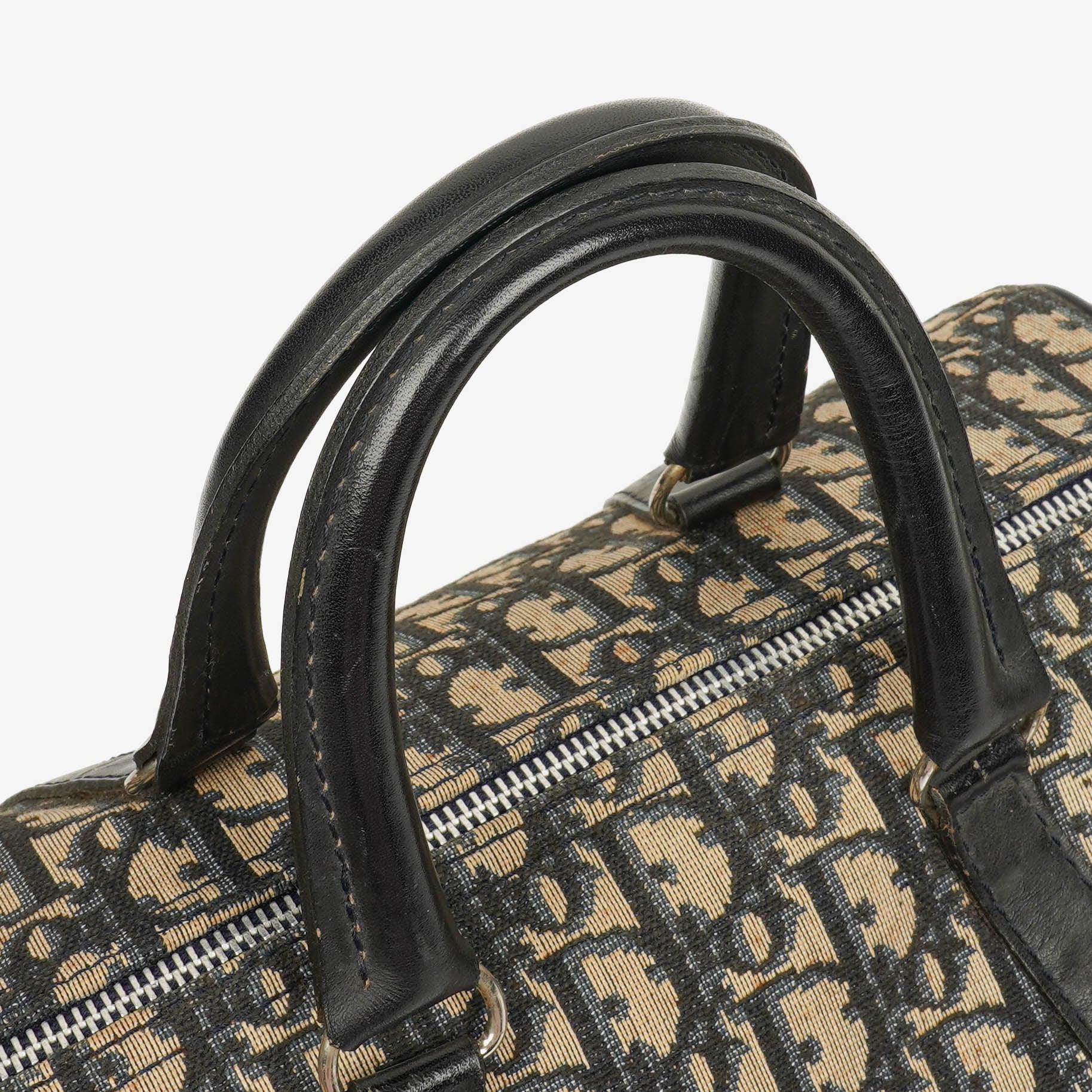 Christian Dior Trotter 30 Vintage Boston Bag in Beige/Navy