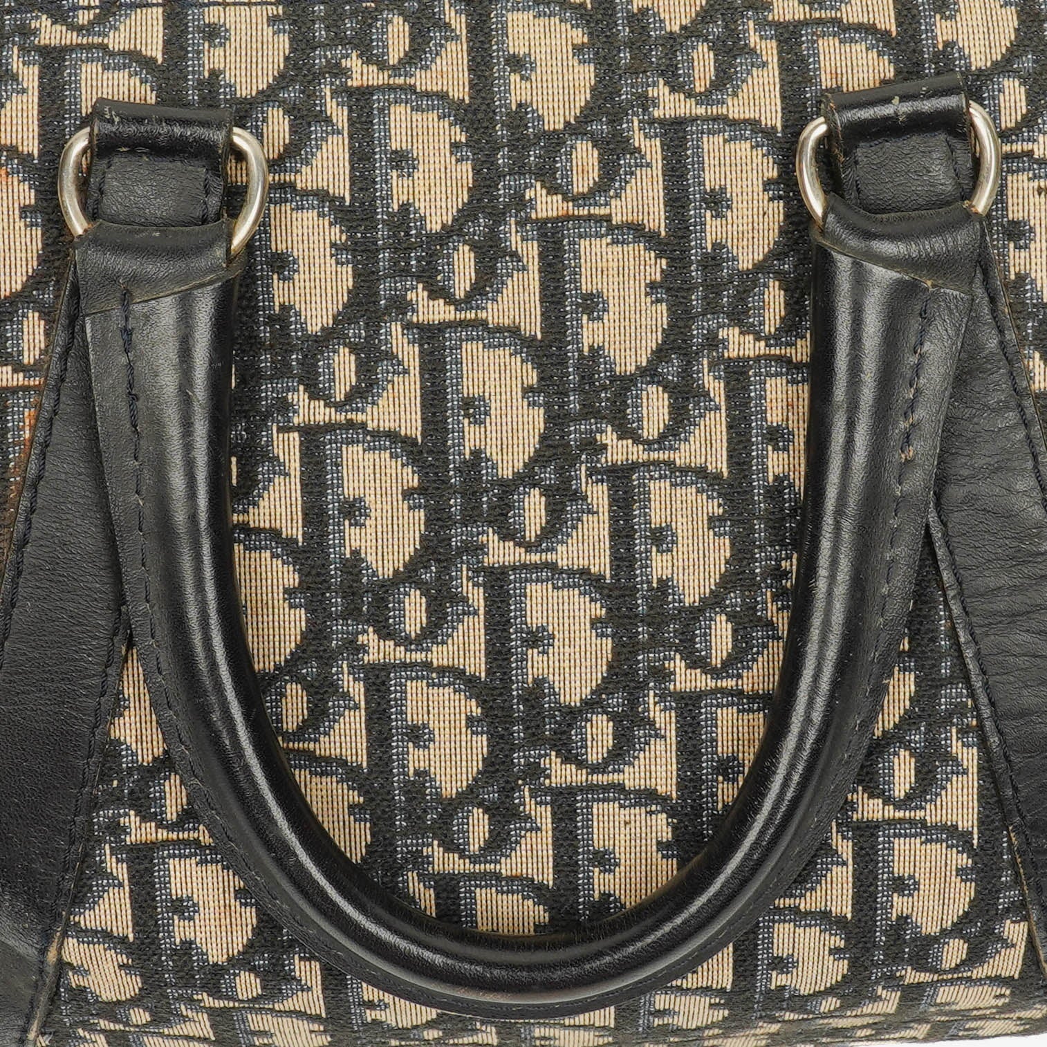 Christian Dior Trotter 30 Vintage Boston Bag in Beige/Navy