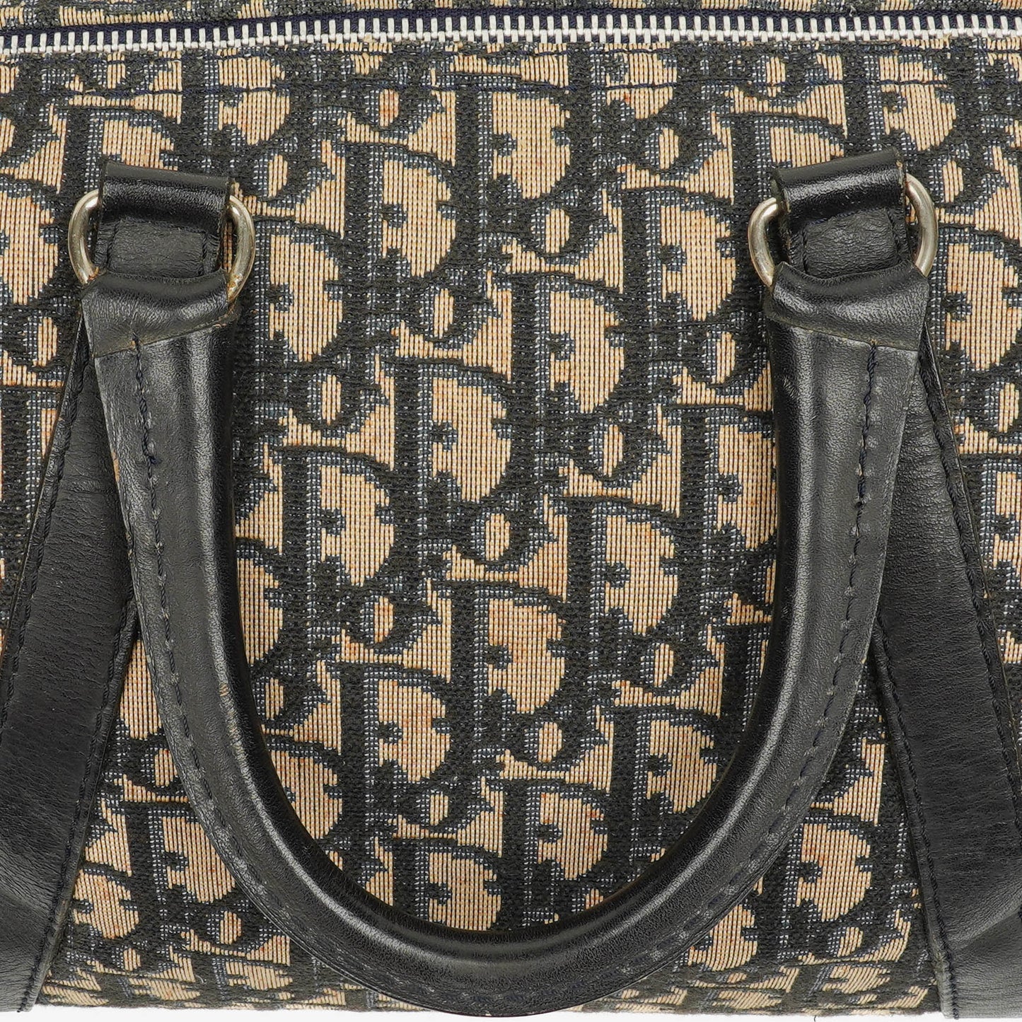 Christian Dior Trotter 30 Vintage Boston Bag in Beige/Navy