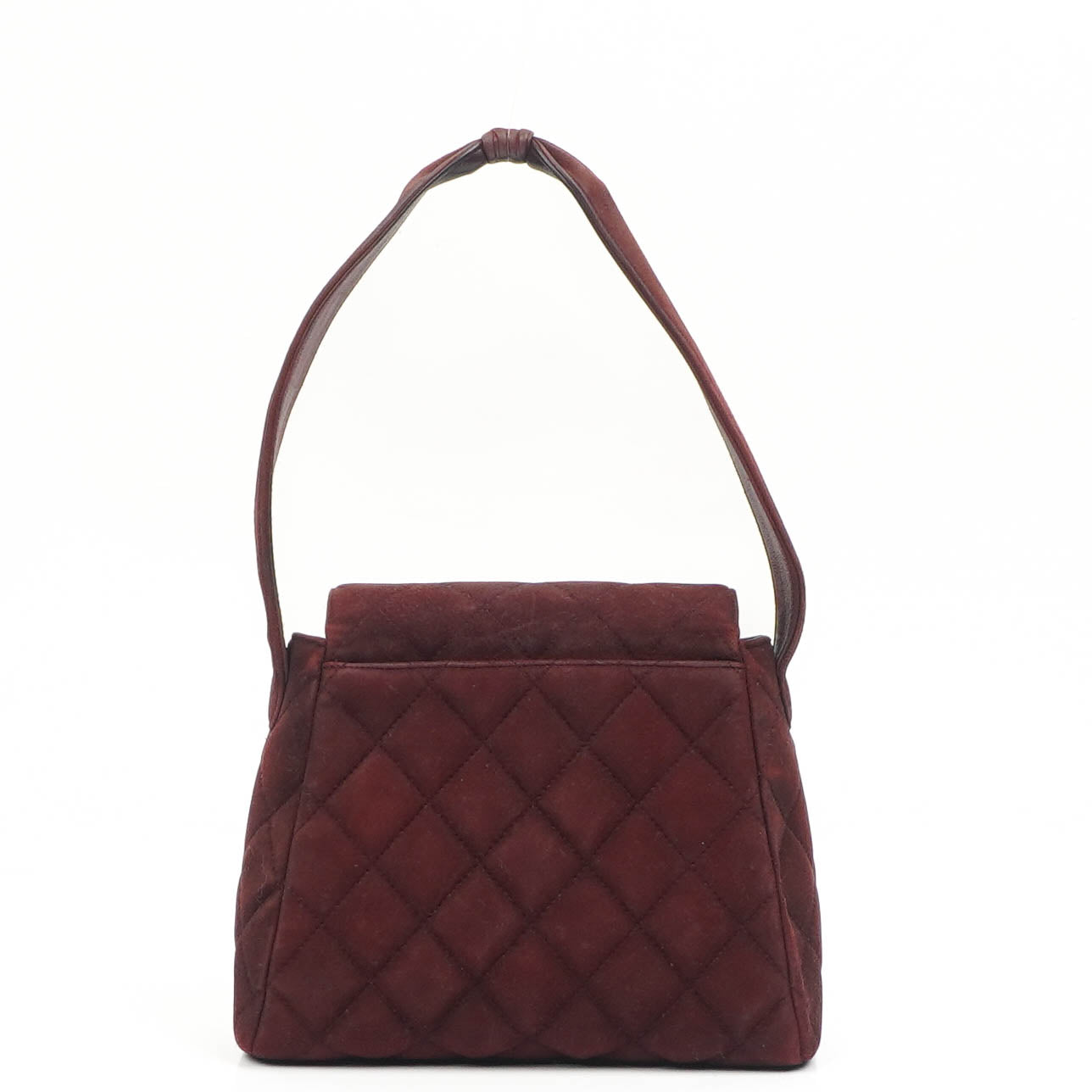 Chanel Vintage Klappentasche aus gestepptem burgunderrotem Wildleder mit 24K vergoldeten Beschlägen