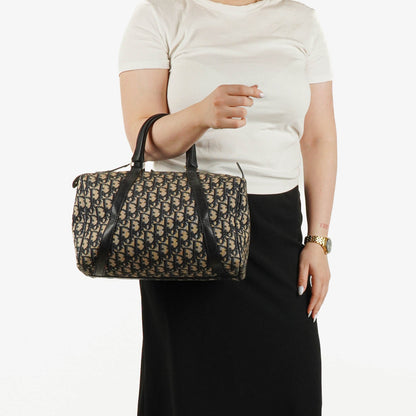 Christian Dior Trotter 30 Vintage Boston Bag in Beige/Navy