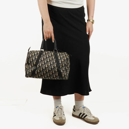 Christian Dior Trotter 30 Vintage Boston Bag in Beige/Navy