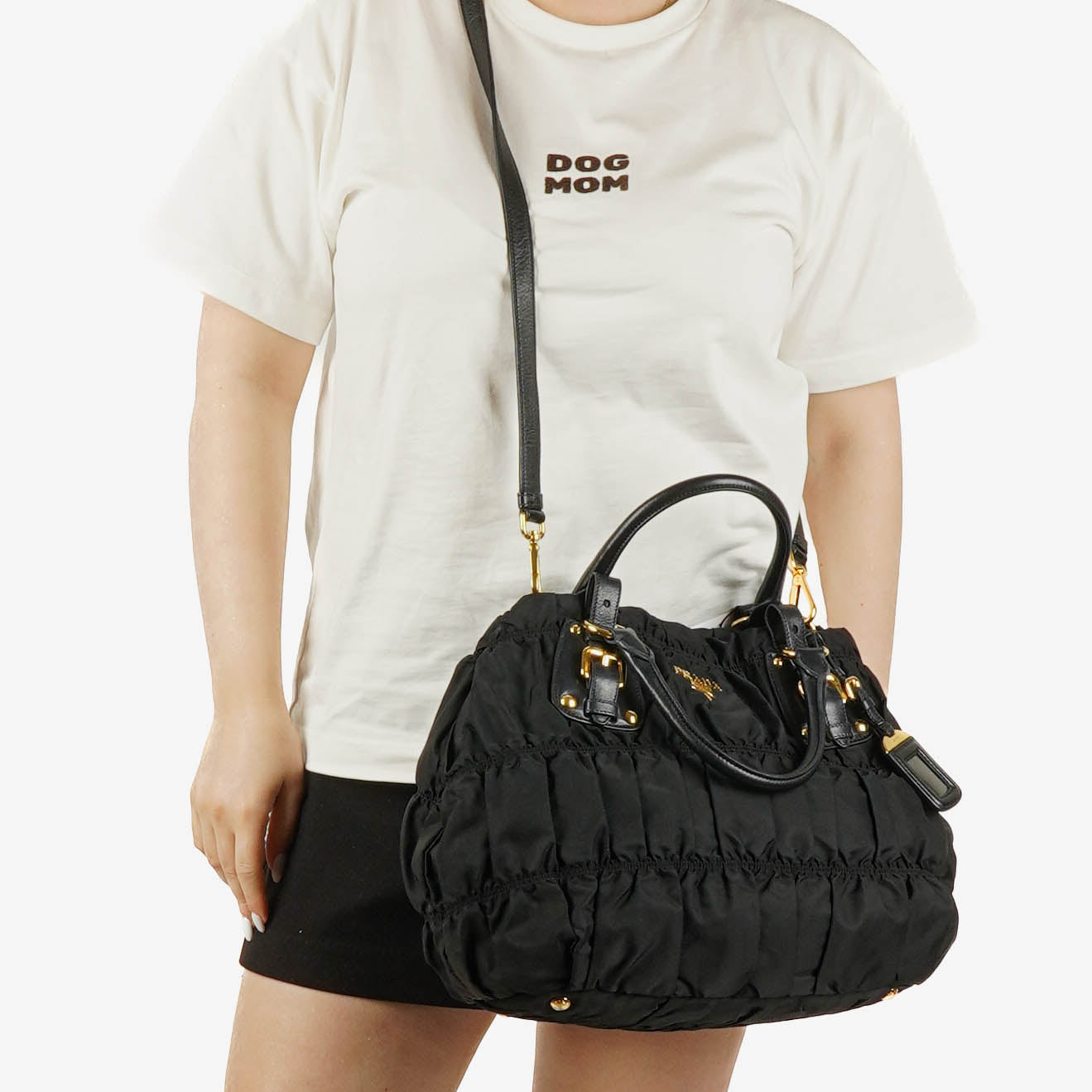 Prada Tessuto Gaufre Tasche aus schwarzem Nylon