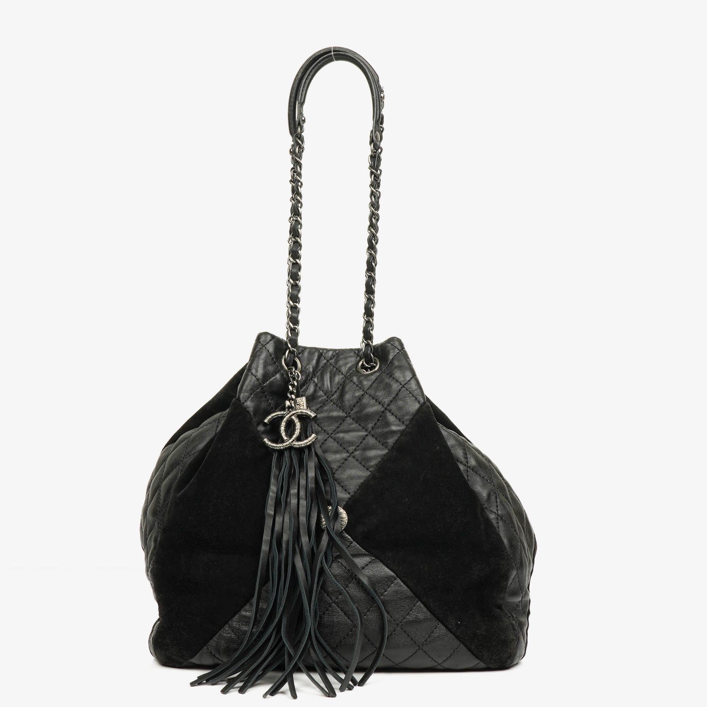 Chanel Patchwork Beuteltasche aus Leder und Wildleder