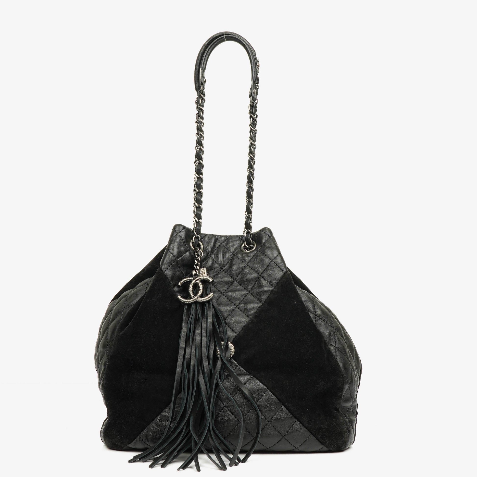 Chanel Patchwork Beuteltasche aus Leder und Wildleder