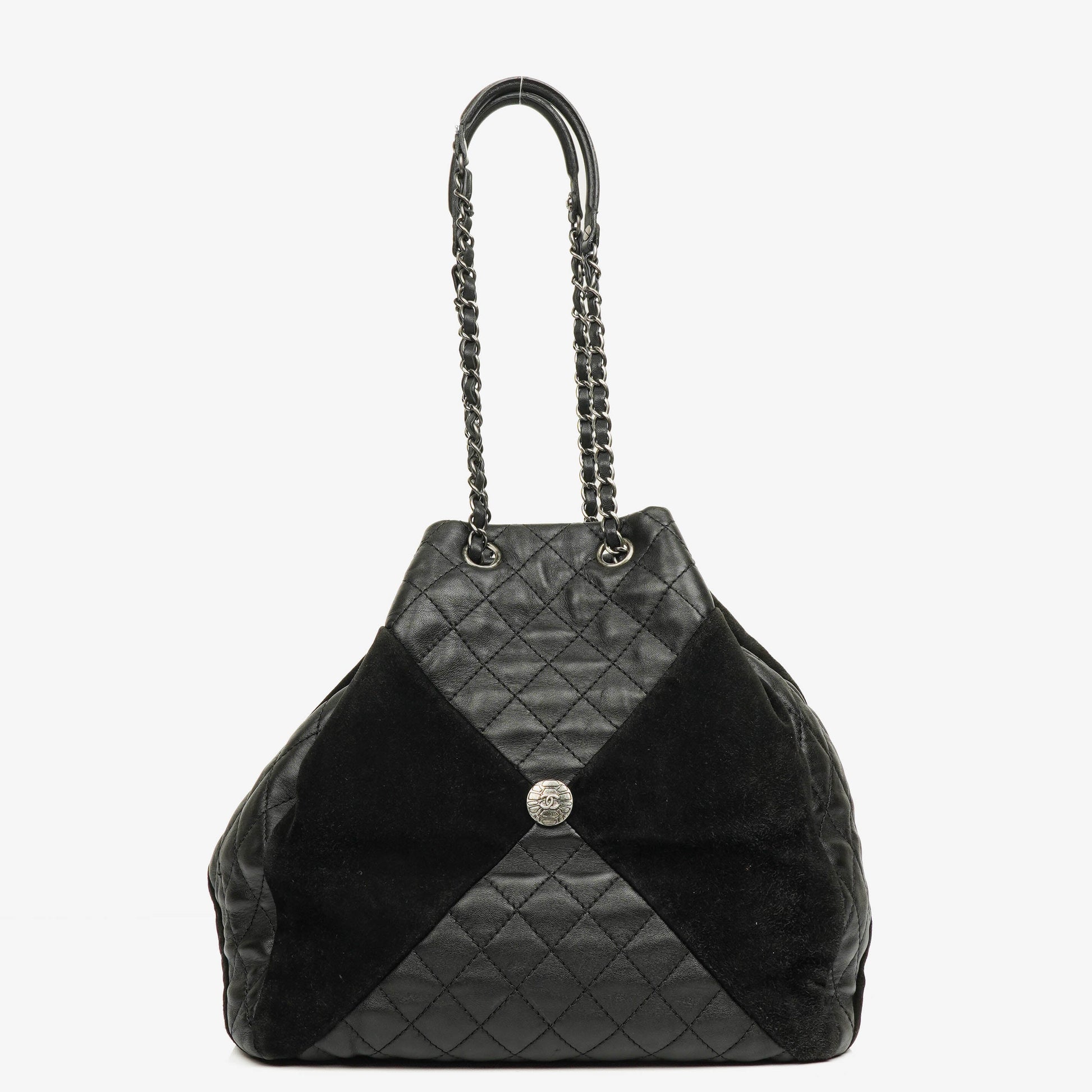 Chanel Patchwork Beuteltasche aus Leder und Wildleder