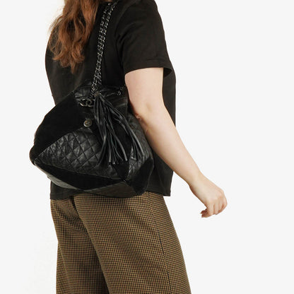 Chanel Patchwork Beuteltasche aus Leder und Wildleder