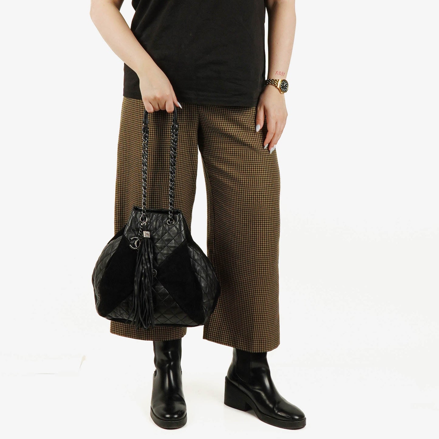 Chanel Patchwork Beuteltasche aus Leder und Wildleder