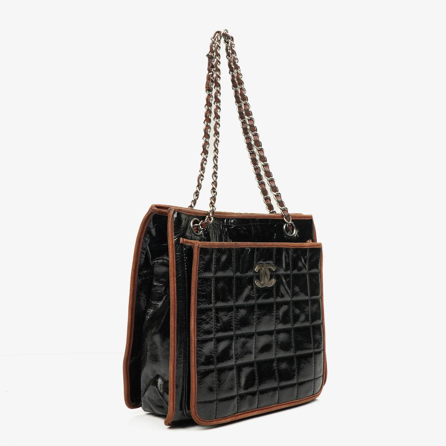 Chanel Chocolate Bar gesteppte Tote aus Lackleder