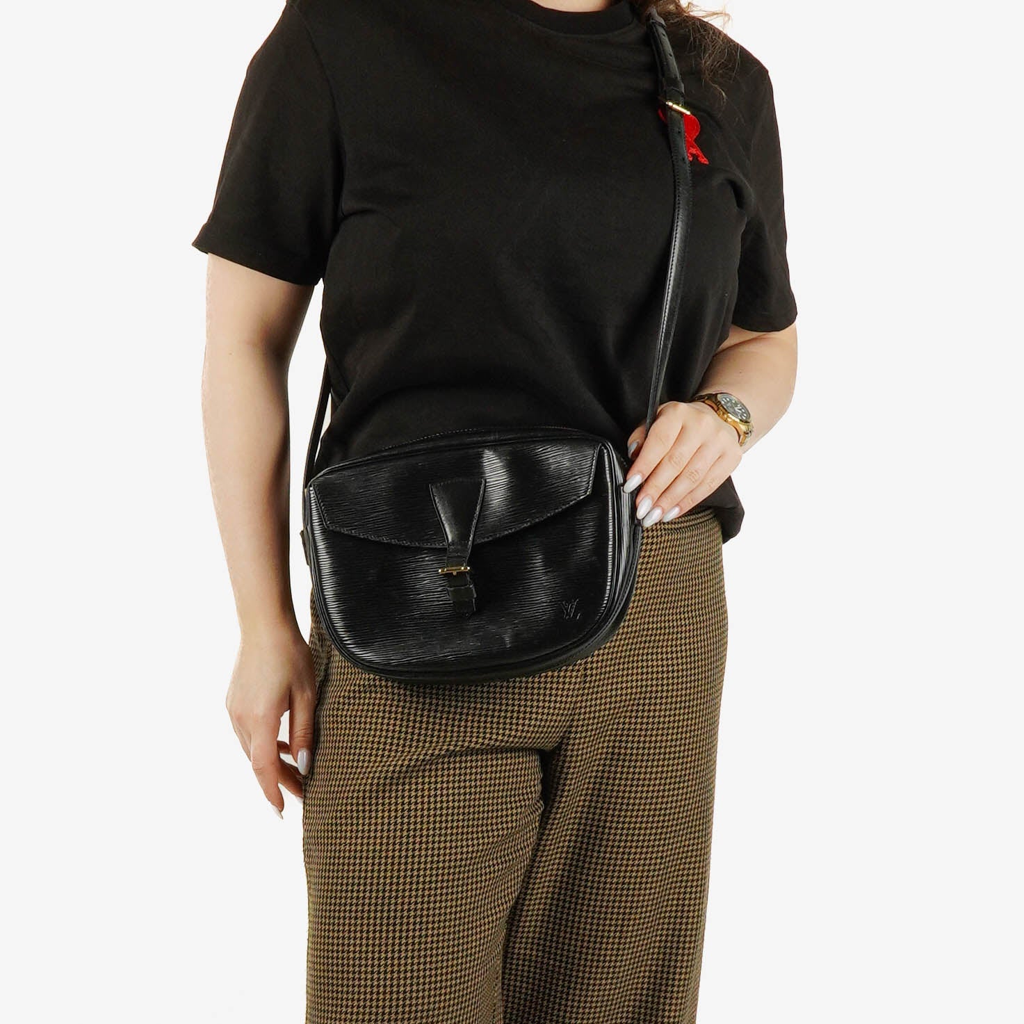 Louis Vuitton Jeune Fille MM Crossbody-Tasche aus schwarzem Epi Leder