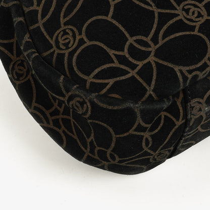 Chanel Camellia Schultertasche aus Wildleder mit Kettenprägung