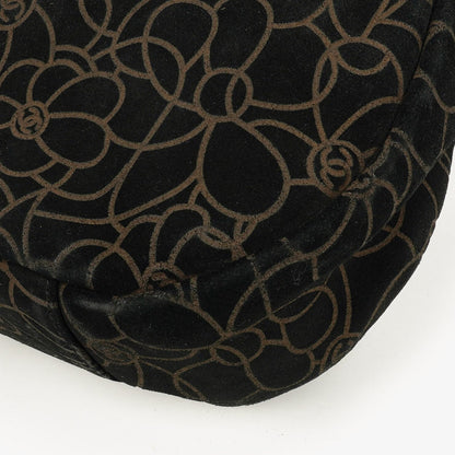 Chanel Camellia Schultertasche aus Wildleder mit Kettenprägung