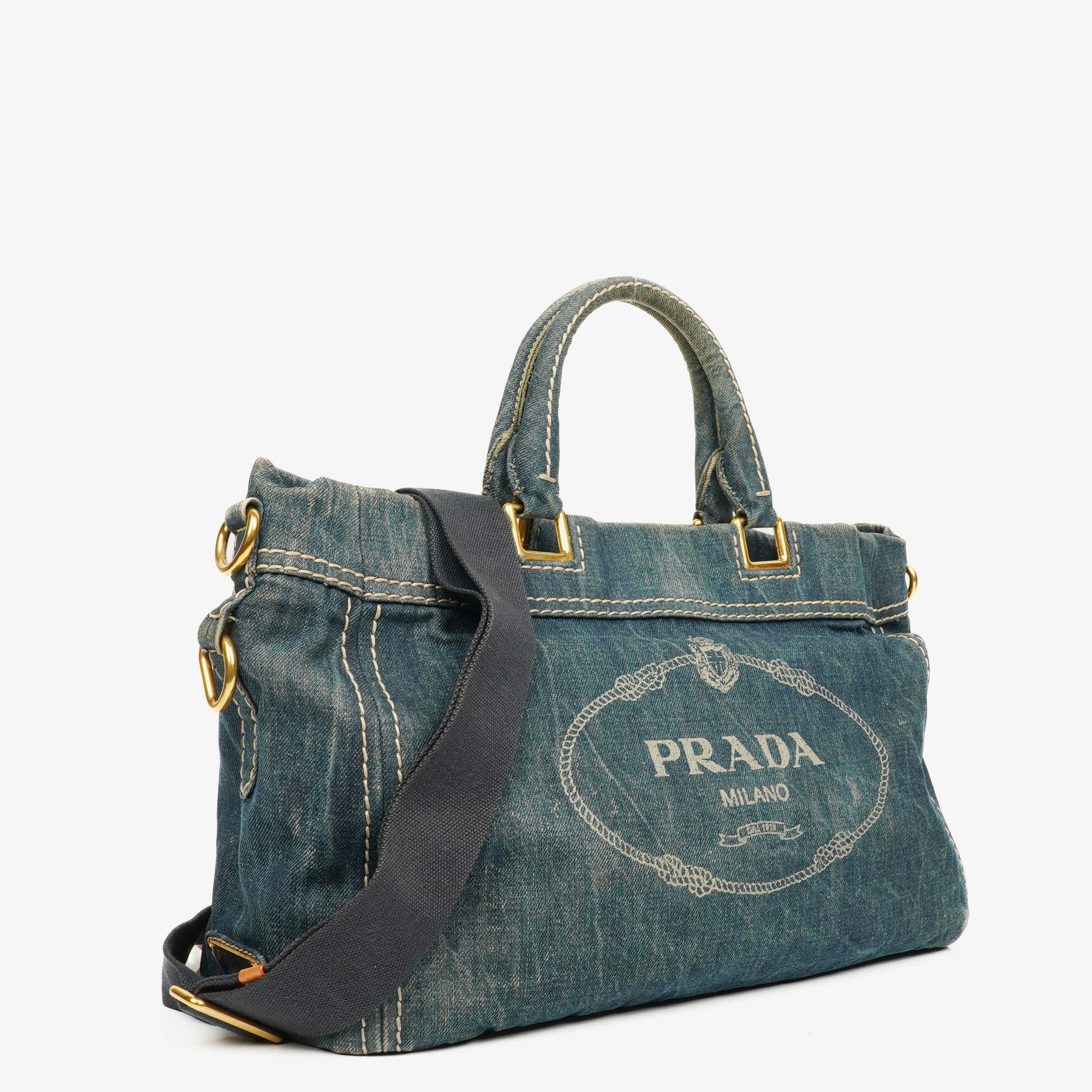 Prada Denim Canapa Tote Bag