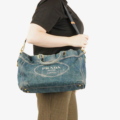 Prada Denim Canapa Tote Bag