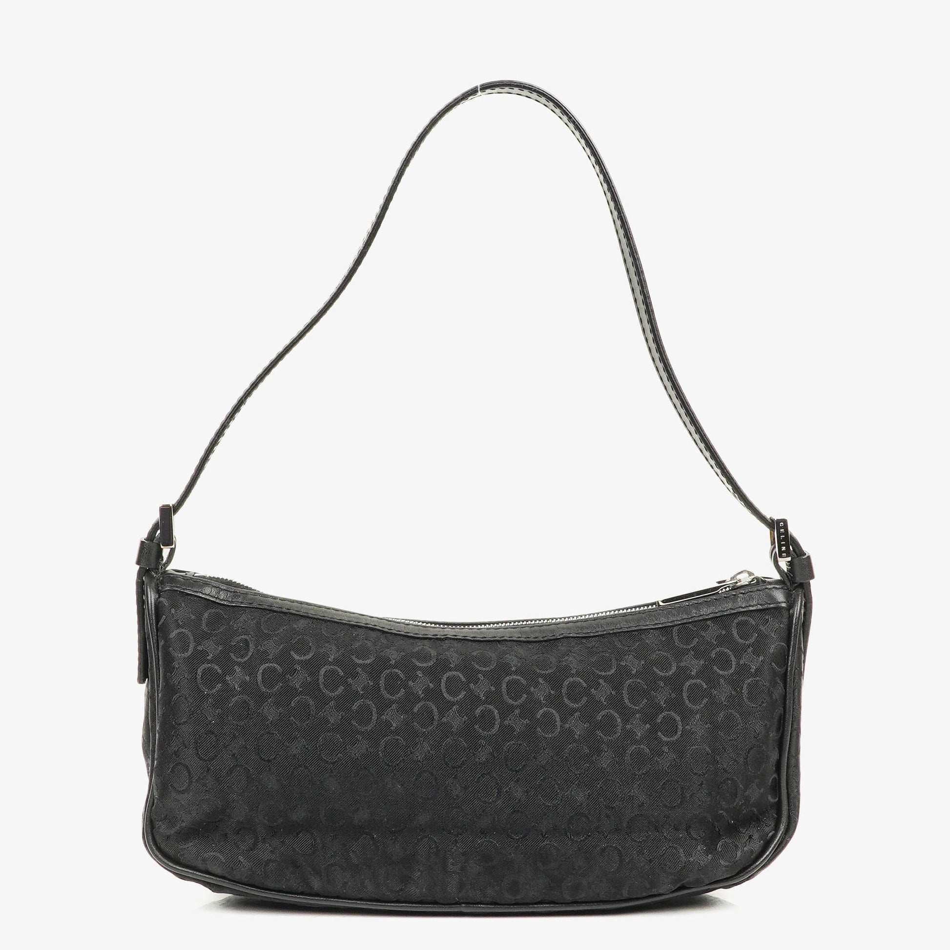 Celine C Macadam Schultertasche aus schwarzem Satin