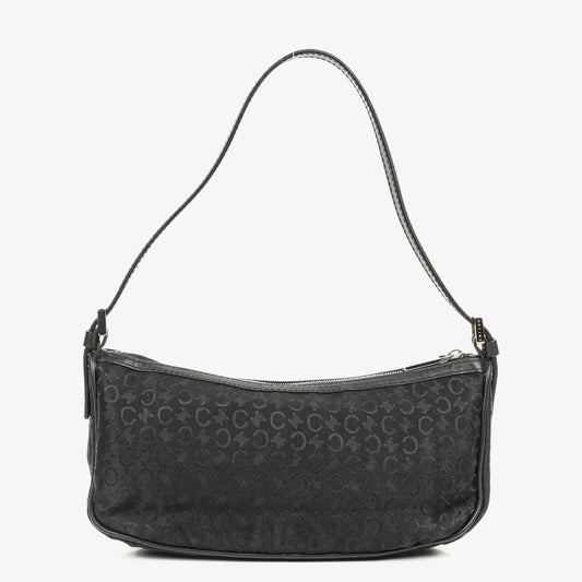 Celine C Macadam Schultertasche aus schwarzem Satin
