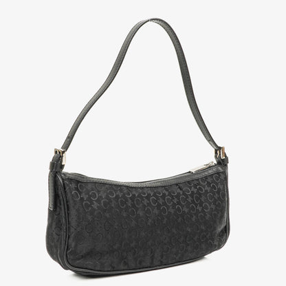 Celine C Macadam Schultertasche aus schwarzem Satin