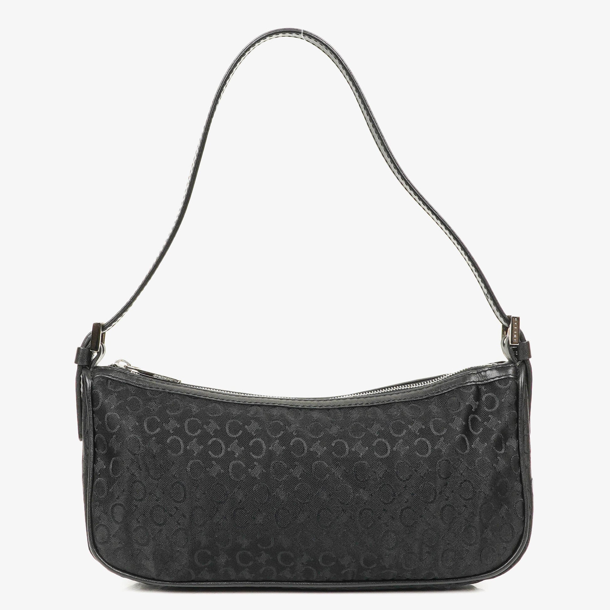 Celine C Macadam Schultertasche aus schwarzem Satin