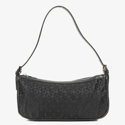 Celine C Macadam Schultertasche aus schwarzem Satin