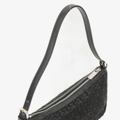 Celine C Macadam Schultertasche aus schwarzem Satin