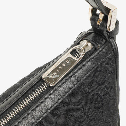 Celine C Macadam Schultertasche aus schwarzem Satin