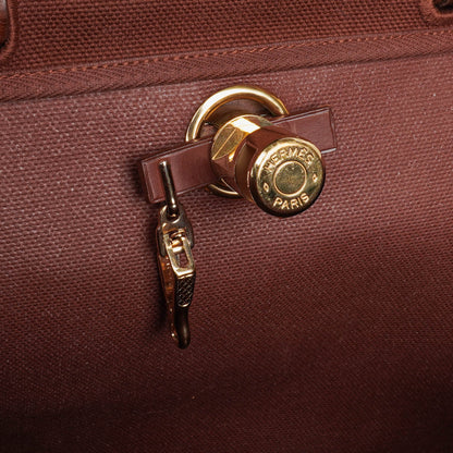 Hermès Herbag Toile Vache Hunter Havane MM 2-in-1 Tasche