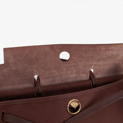 Hermès Herbag Toile Vache Hunter Havane MM 2-in-1 Tasche
