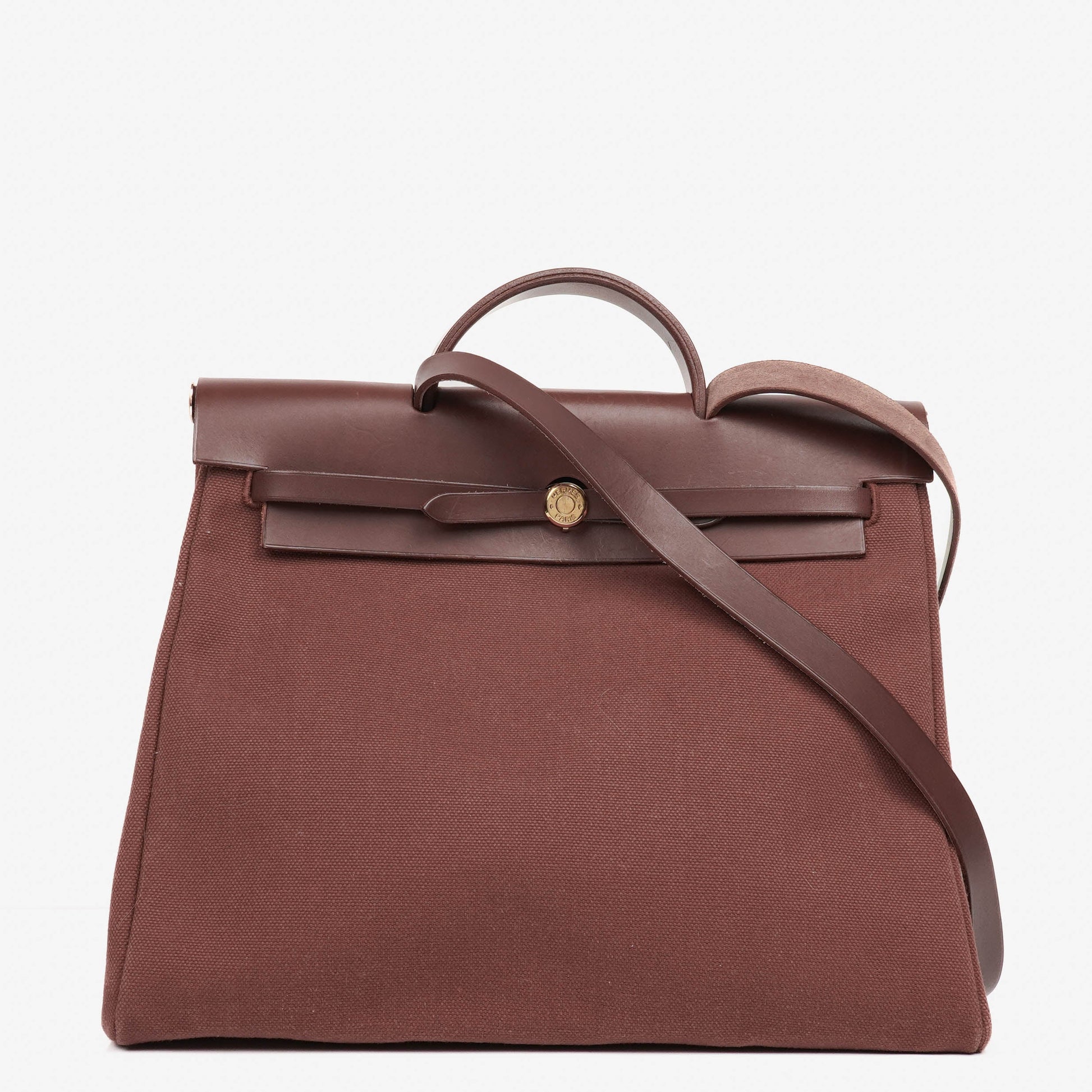 Hermès Herbag Toile Vache Hunter Havane MM 2-in-1 Tasche