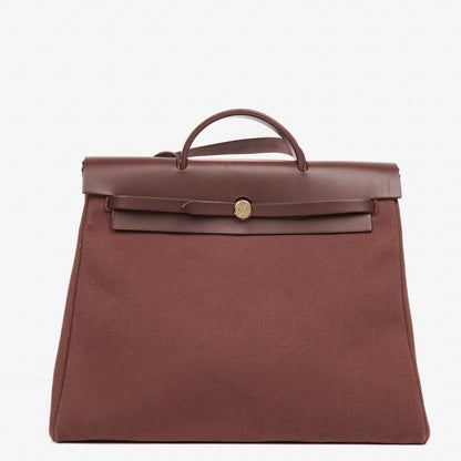Hermès Herbag Toile Vache Hunter Havane MM 2-in-1 Tasche