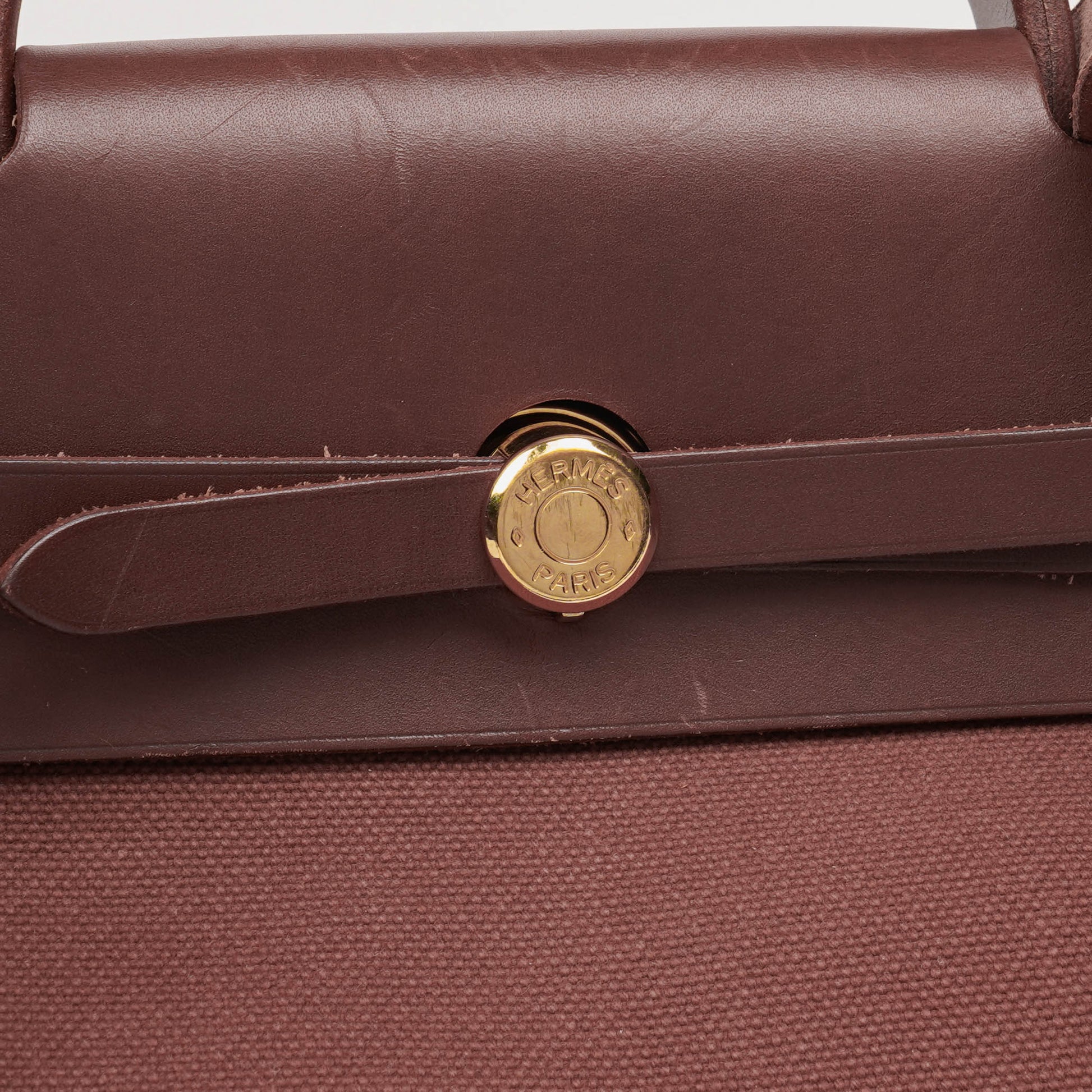Hermès Herbag Toile Vache Hunter Havane MM 2-in-1 Tasche