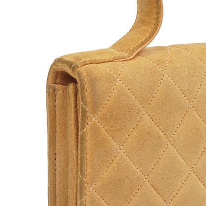 Chanel Mademoiselle Klappentasche aus beigem Wildleder mit 24K vergoldeten Beschlägen