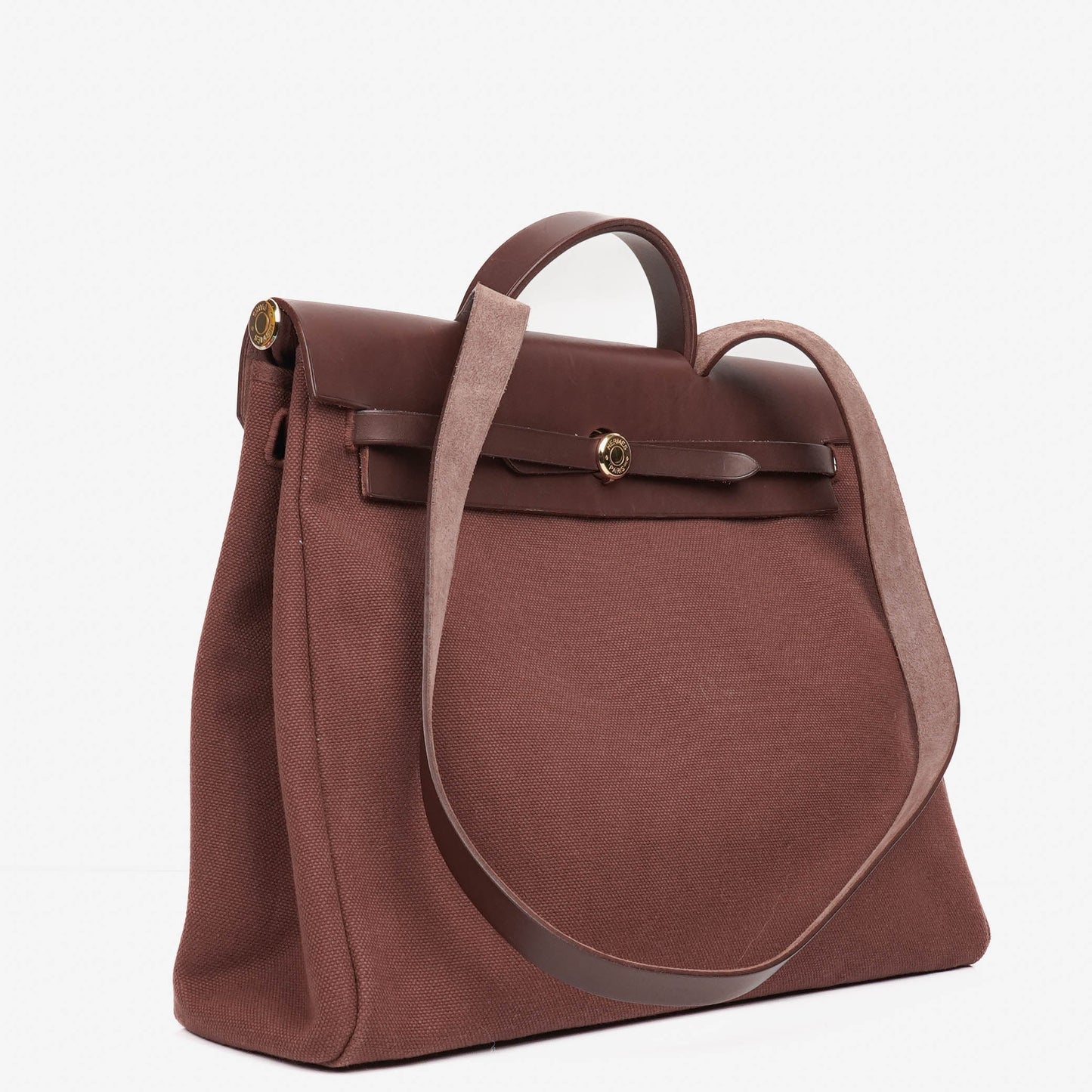 Hermès Herbag Toile Vache Hunter Havane MM 2-in-1 Tasche