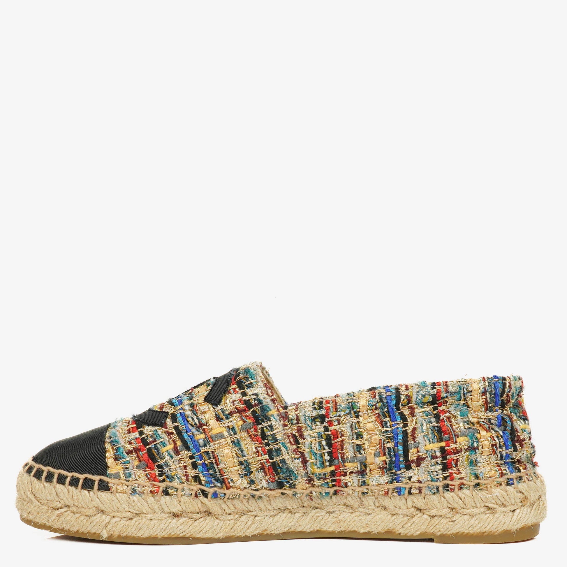 Chanel CC Espadrilles aus Tweed und Grosgrain Größe 36 Multicolor Schwarz