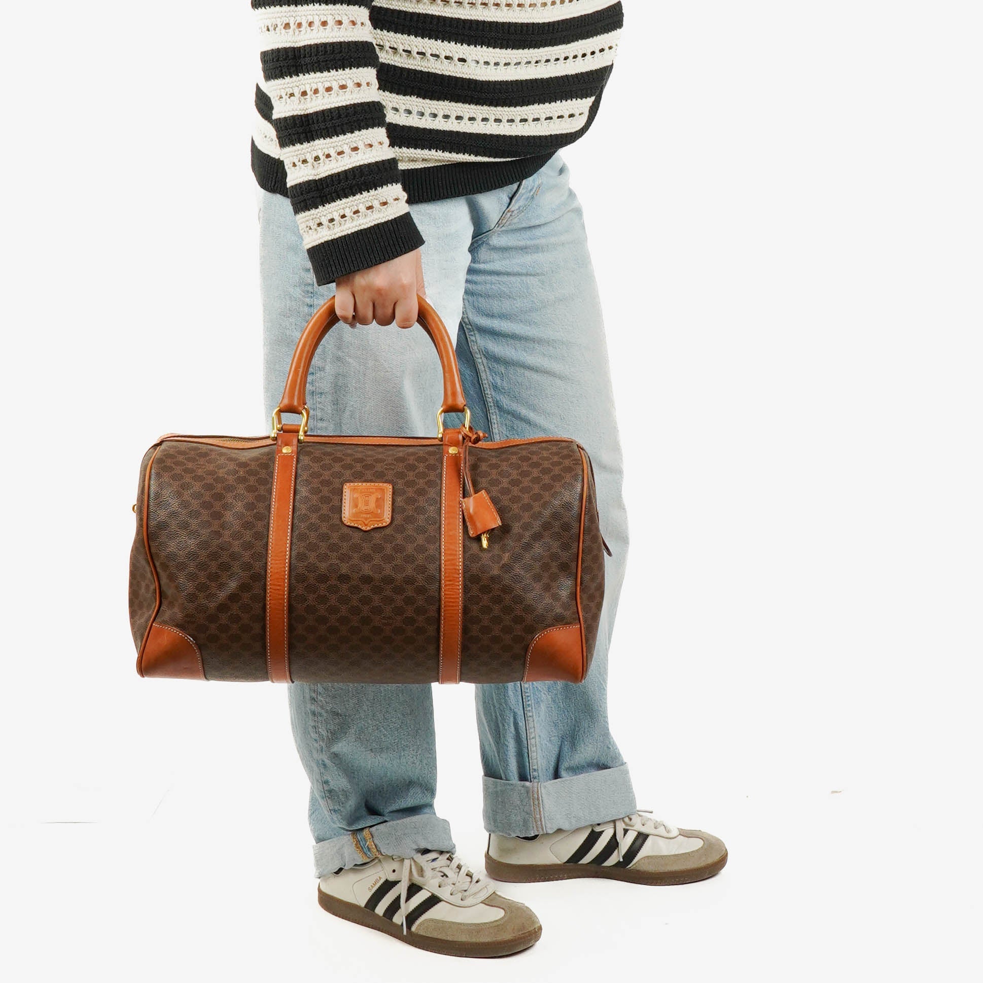 Celine Vintage Macadam Triomphe braune Reisetasche